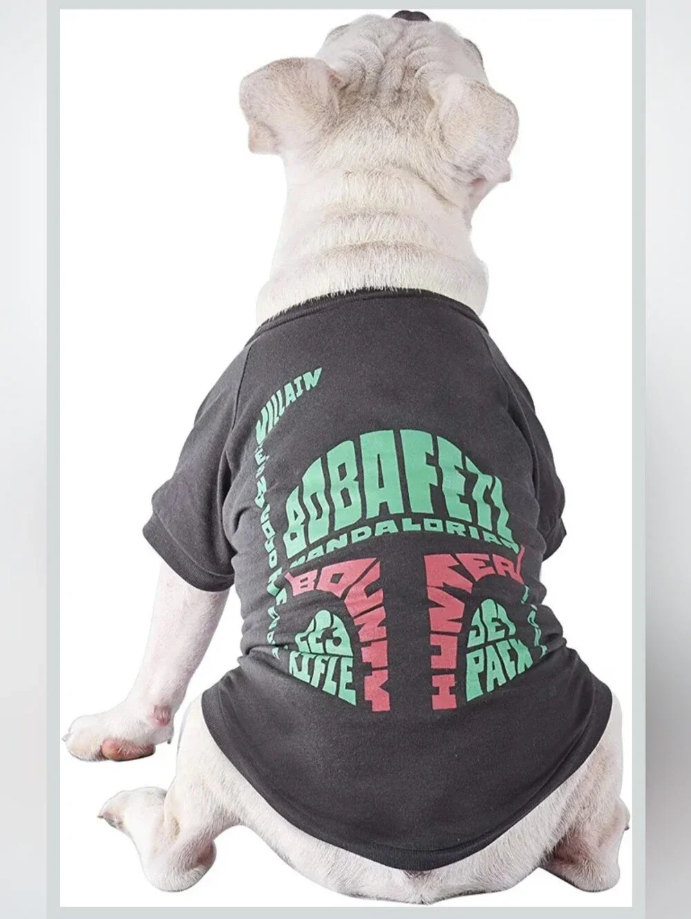 BOBAFETT Mandalorian Graphic Dogs Tee - Dark Gray with Mint & Coral Print